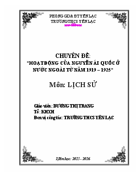 Giáo án Hoạt động của Nguyễn Ái Quốc ở nước ngoài trong những năm 1911-1925